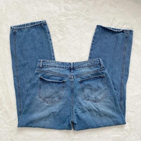 SHEIN | Blue high waisted straight leg jeans - Picture 4 of 7